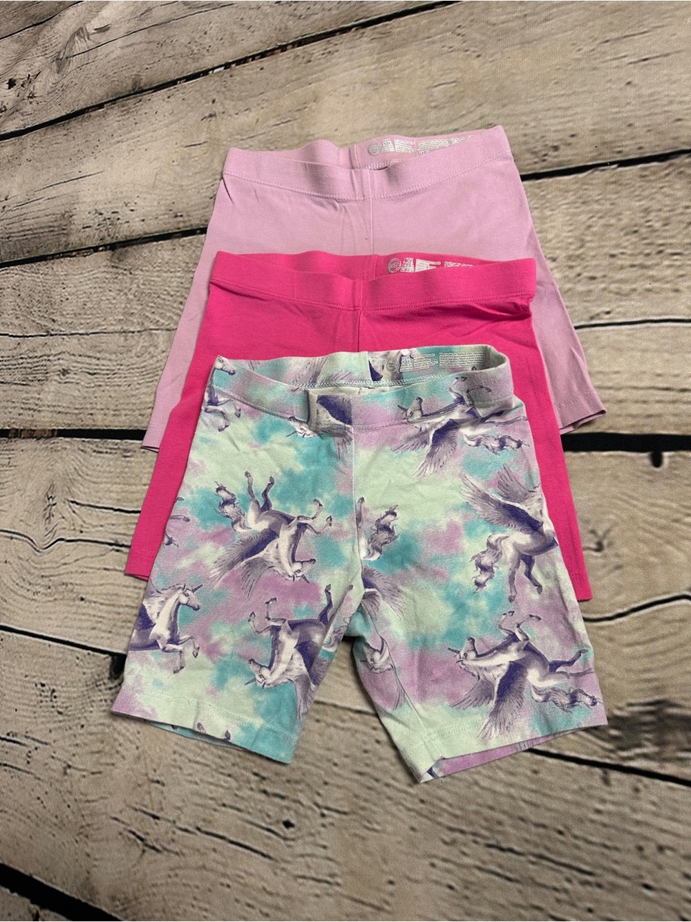 wonder nation Girls' Unicorn Print, Hot Pink & Light Purple Bike Shorts 3-Pack
